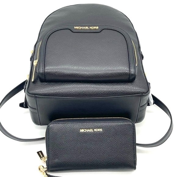 Michael Kors Medium Jaycee Backpack & MF Phone Case Wallet Black Leather Black - Picture 6 of 11